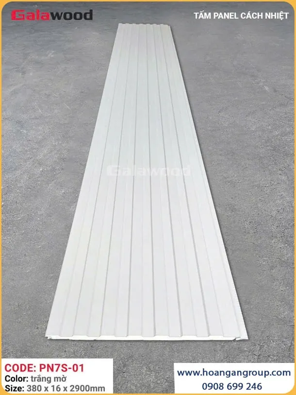 Tấm Ốp Panel Cách Nhiệt 7 Sóng Galawood PN7S-01 Trắng Mờ