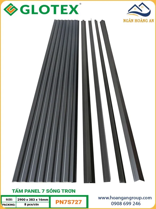 Tấm Ốp Panel Cách Nhiệt Glotex 16mm PN7S727 7 Sóng Màu Ghi Xám