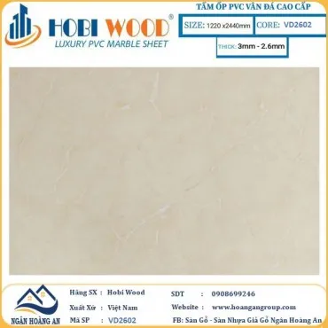 Tấm Nhựa Ốp Tường PVC Giả Đá Hobi Wood VD2602 Dày 2.6mm
