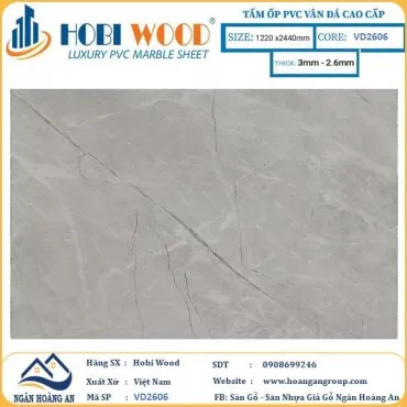 Tấm Nhựa Ốp Tường PVC Giả Đá Hobi Wood VD2606 Dày 2.6mm