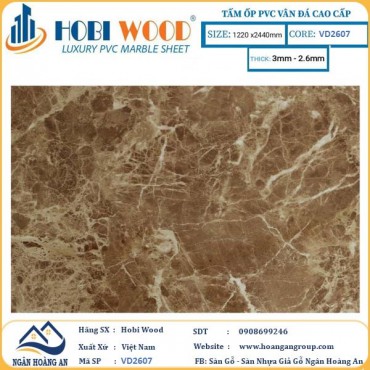 Tấm Nhựa Ốp Tường PVC Giả Đá Hobi Wood VD2607 Dày 2.6mm
