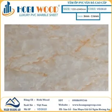 Tấm Nhựa Ốp Tường PVC Giả Đá Hobi Wood VD2610 Dày 2.6mm