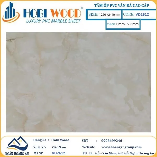 Tấm Nhựa Ốp Tường PVC Giả Đá Hobi Wood
