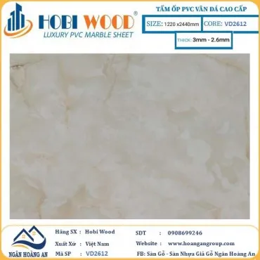 Tấm Nhựa Ốp Tường PVC Giả Đá Hobi Wood VD2612 Dày 2.6mm