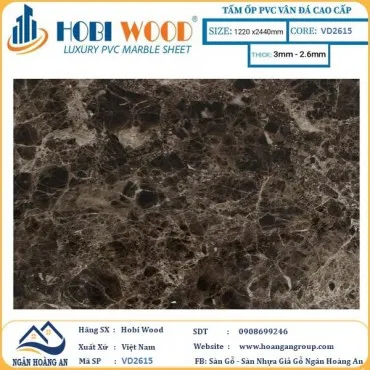 Tấm Nhựa Ốp Tường PVC Giả Đá Hobi Wood VD2615 Dày 2.6mm