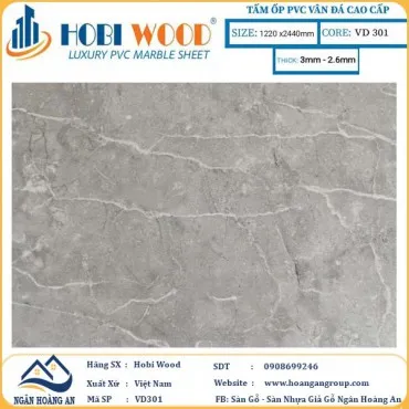 Ốp Tường PVC Giả Đá Hobi Wood VD301 Dày 3.0mm