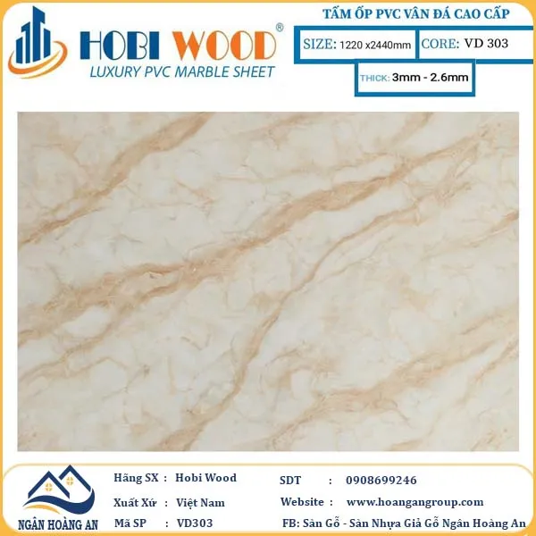 Tấm Nhựa Ốp Tường PVC Giả Đá Hobi Wood