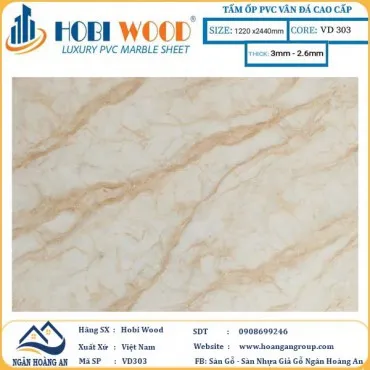 Ốp Tường PVC Giả Đá Hobi Wood VD303 Dày 3.0mm