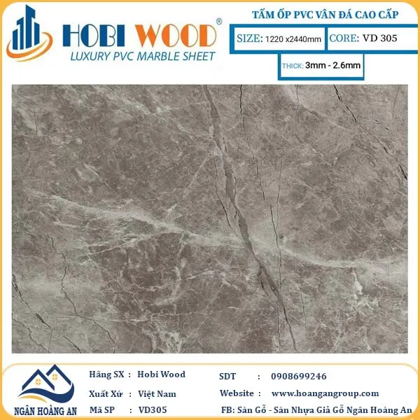 Tấm Nhựa Ốp Tường PVC Giả Đá Hobi Wood