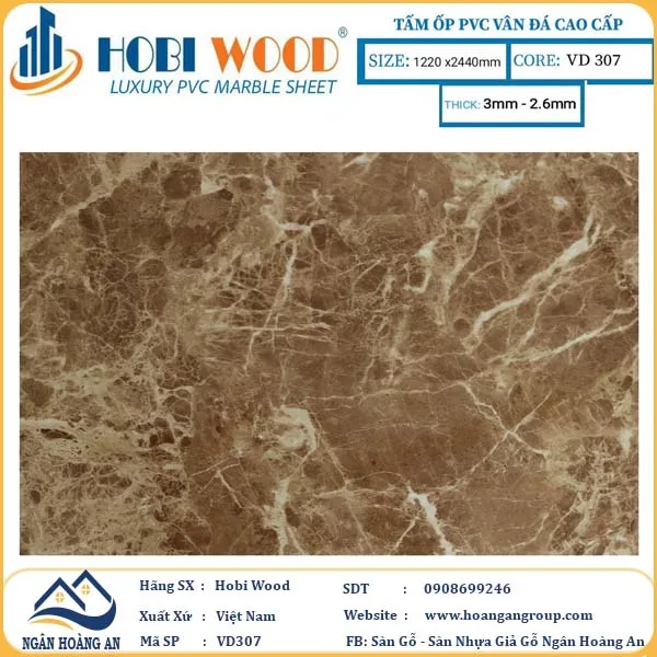 Tấm Nhựa Ốp Tường PVC Giả Đá Hobi Wood