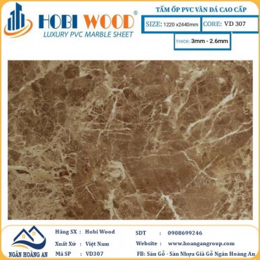 Ốp Tường PVC Giả Đá Hobi Wood VD307 Dày 3.0mm