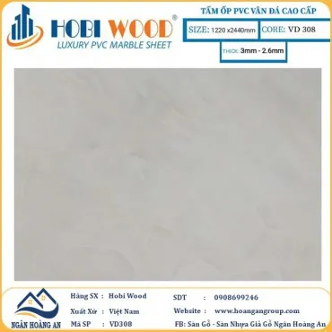 Ốp Tường PVC Giả Đá Hobi Wood VD308 Dày 3.0mm