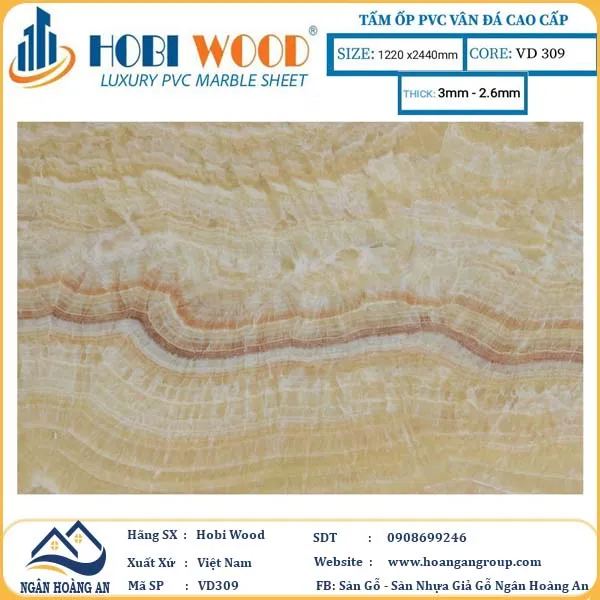 Tấm Nhựa Ốp Tường PVC Giả Đá Hobi Wood