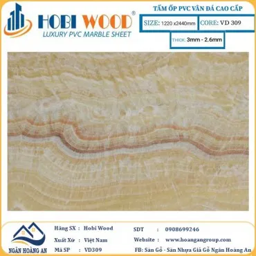 Ốp Tường PVC Giả Đá Hobi Wood VD309 Dày 3.0mm