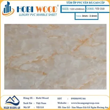 Tấm Nhựa Ốp Tường PVC Giả Đá Hobi Wood VD310 Dày 3.0mm