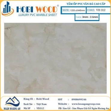 Tấm Nhựa Ốp Tường PVC Giả Đá Hobi Wood VD312 Dày 3.0mm