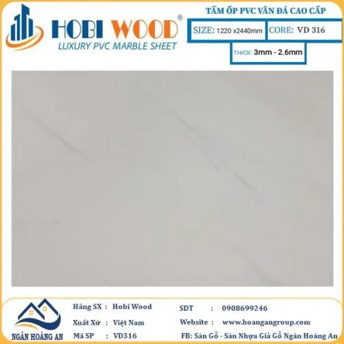 Tấm Nhựa Ốp Tường PVC Giả Đá Hobi Wood VD316 Dày 3.0mm