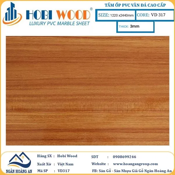 Tấm Nhựa Ốp Tường PVC Giả Gỗ Hobi Wood
