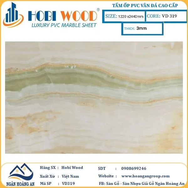 Tấm Nhựa Ốp Tường PVC Giả Đá Hobi Wood