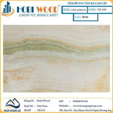 Tấm Nhựa Ốp Tường PVC Giả Đá Hobi Wood VD31́9 Dày 3.0mm