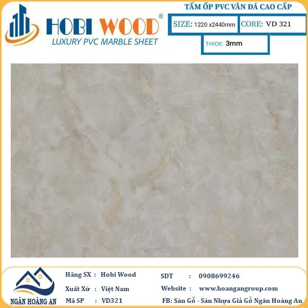 Tấm Nhựa Ốp Tường PVC Giả Đá Hobi Wood