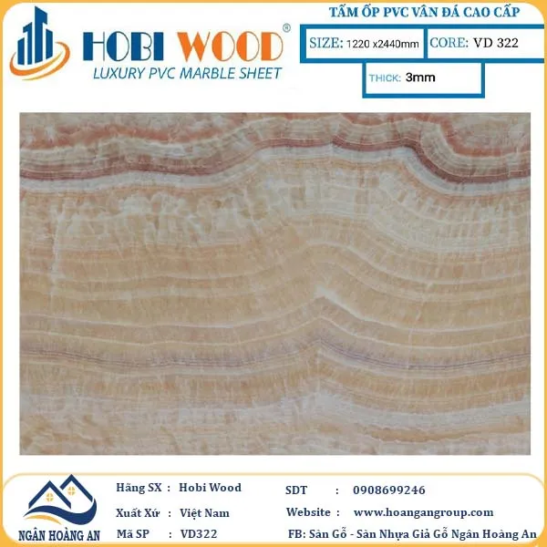 Tấm Nhựa Ốp Tường PVC Giả Đá Hobi Wood