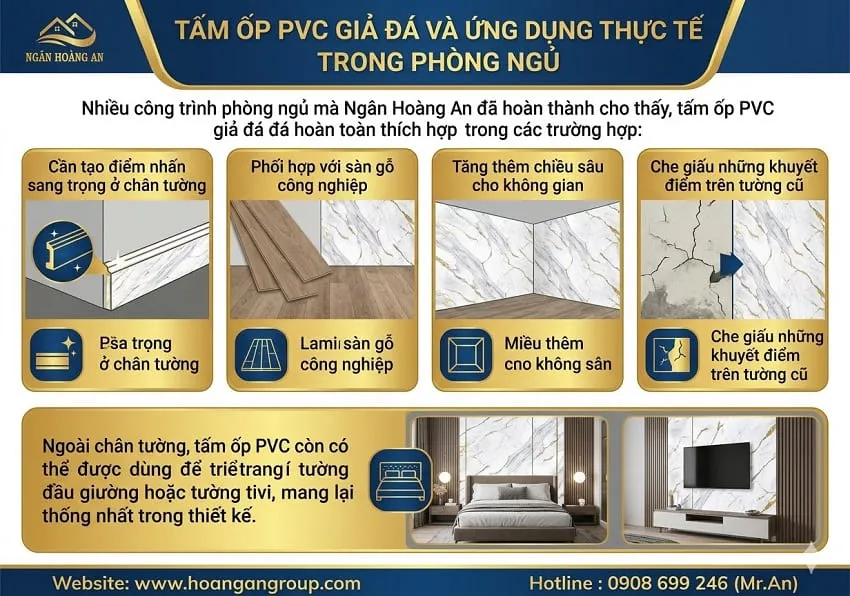 Tấm Ốp PVC Giả Đá Và Ứng Dụng Thực Tế Trong Phòng Ngủ