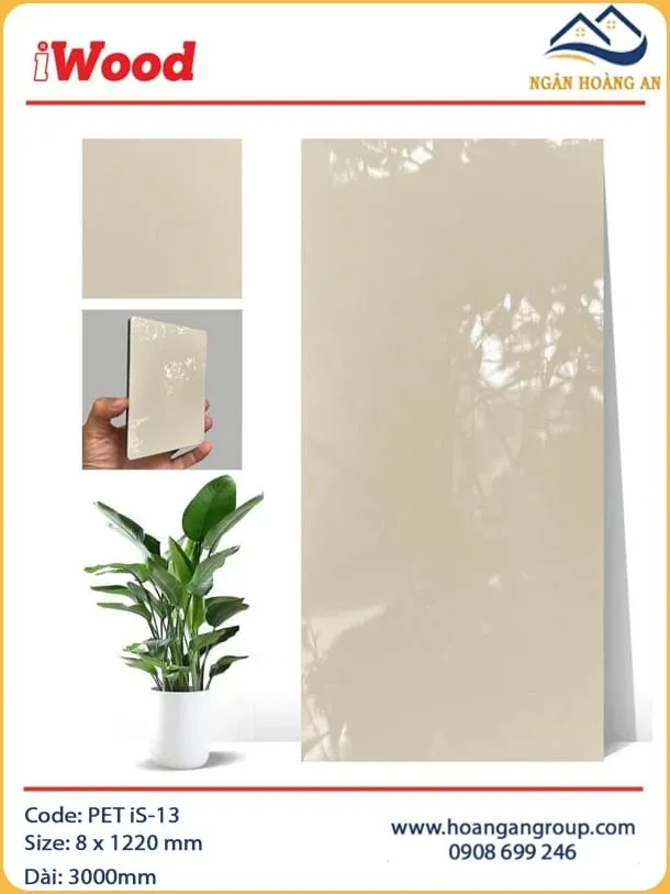 Tấm Ốp Sợi Than Tre Đa Năng Phủ PET iWood iS-13