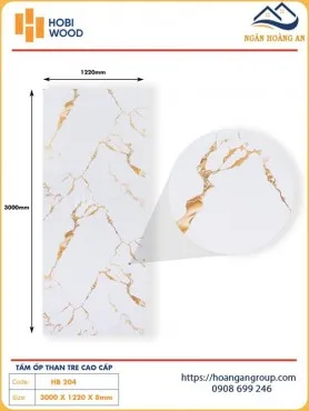Tấm Ốp Sợi Than Tre Đa Năng Vân Đá Hobiwood HB 204