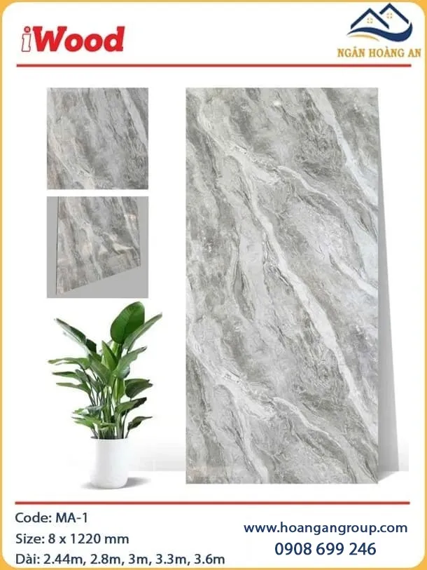 Tấm Ốp Sợi Than Tre Đa Năng Vân Đá iWood MA-1