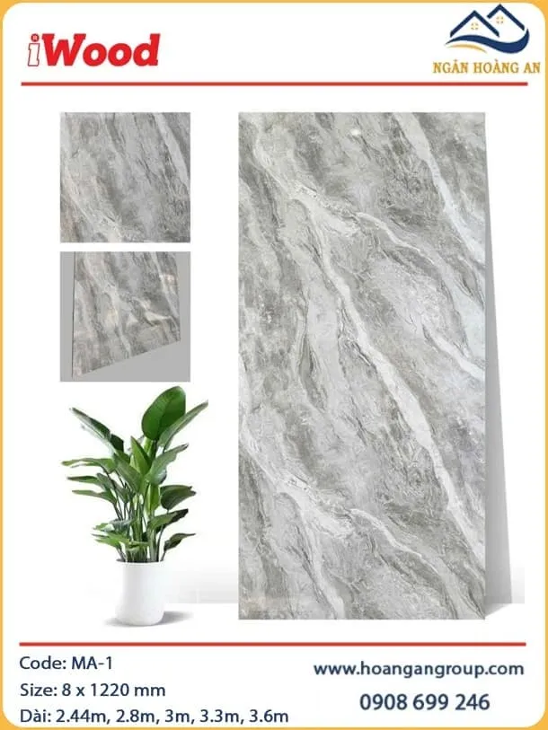 Tấm Ốp Sợi Than Tre Đa Năng Vân Đá iWood MA-1