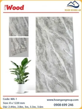 Tấm Ốp Sợi Than Tre Đa Năng Vân Đá iWood MA-1