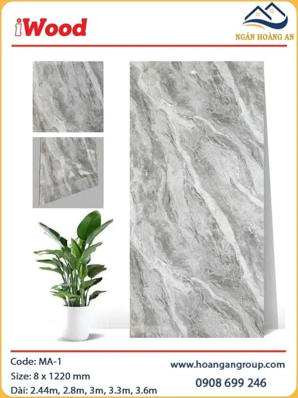 Tấm Ốp Sợi Than Tre Đa Năng Vân Đá iWood MA-1