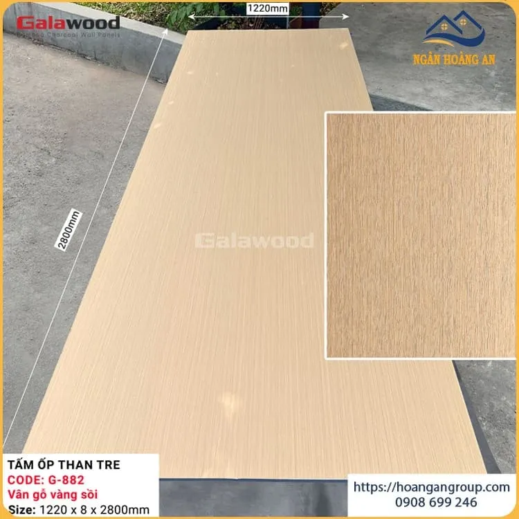 Tấm Ốp Đa Năng Sợi than Tre Vân Gỗ Vàng Sồi Galawood G-882 Tấm Ốp Đa Năng Sợi than Tre Vân Gỗ Vàng Sồi Galawood G-882