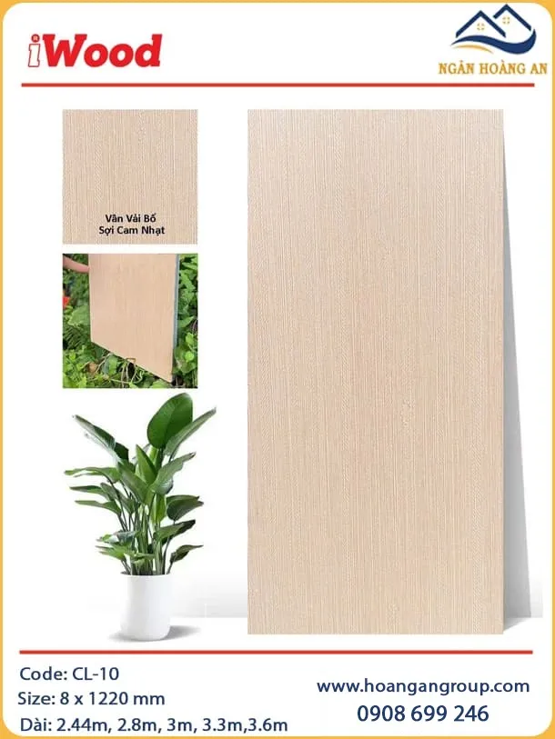 Tấm Sợi Than Tre Đa Năng Vân Vải Cam Nhạt iWood CL-10 Tấm Sợi Than Tre Đa Năng Vân Vải Cam Nhạt iWood CL-10