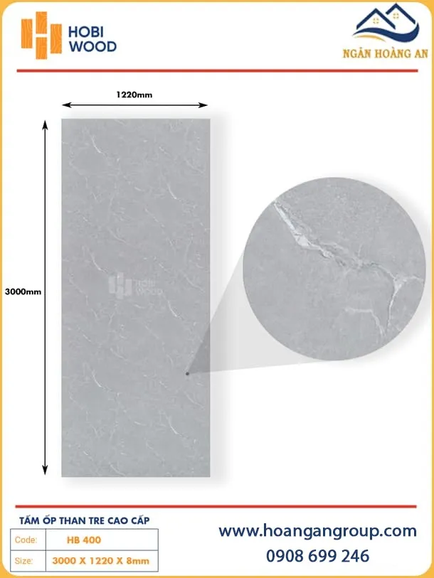 Tấm Ốp Sợi Than Tre Giả Bê Tông Hobiwood HB 400