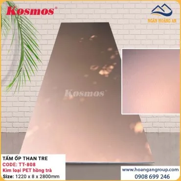 Tấm Ốp Đa Năng Sợi Than Tre Kim Loại PET Hồng Trà Kosmos TT-808