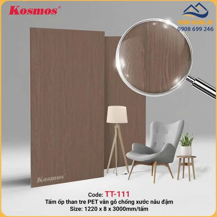 Đặc Điểm Nổi Bật Tấm Than Tre Kosmos TT-111 Vân Gỗ Chống Xước Nâu Đậm