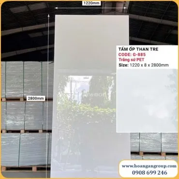 Tấm Ốp Sợi Than Tre Vân Đá Trắng Pet Galawood G-885