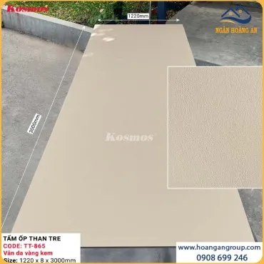 Tấm Ốp Đa Năng Sợi Than Tre Vân Da Vàng Kem Kosmos TT-865
