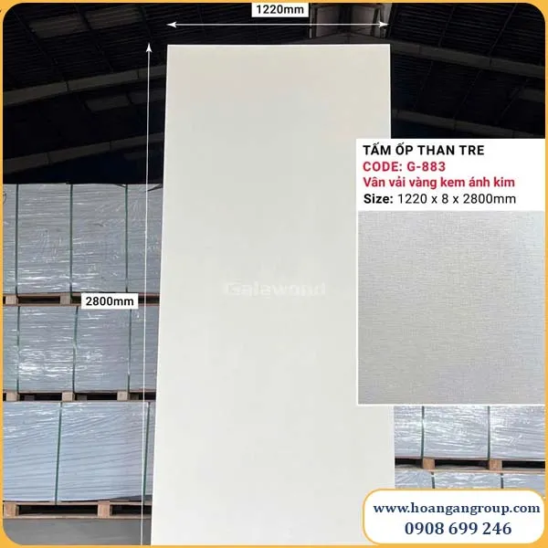 Tấm Ốp Than Tre Vân Vải Vàng Kem Galawood G-883