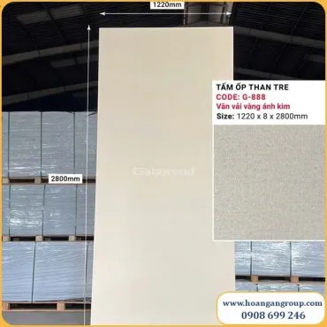Tấm Ốp Than Tre Vân Vải Vàng Ánh Kim Galawood G-888