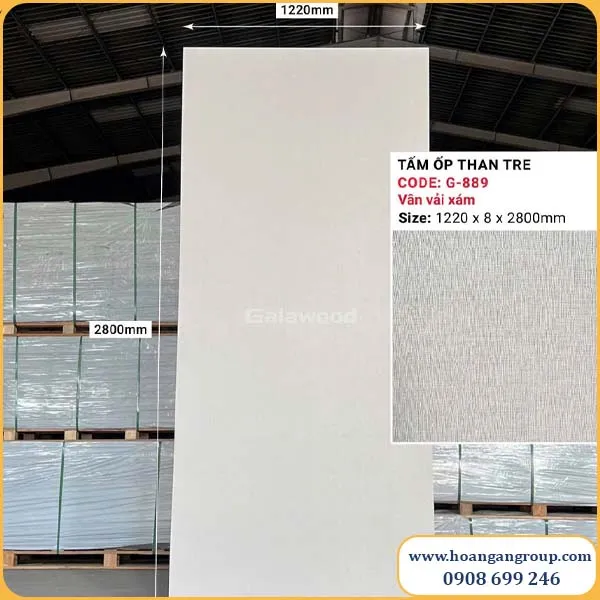 Tấm Ốp Sợi Than Tre Vân Vải Xám Galawood G-889