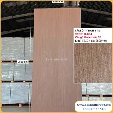 Tấm Ốp Đa Năng Sợi Than Tre Vân Gỗ 3D Galawood G-884