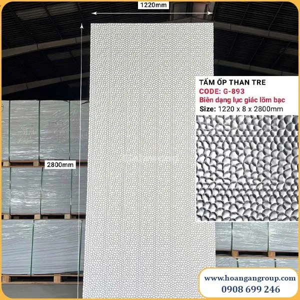Tấm Ốp Than Tre Biên Dạng Lục Giác Lõm Bạc Galawood G-893
