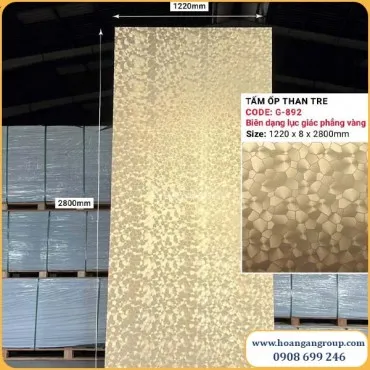 Tấm Ốp Than Tre Biên Dạng Lục Giác Phẳng Vàng Galawood G-892