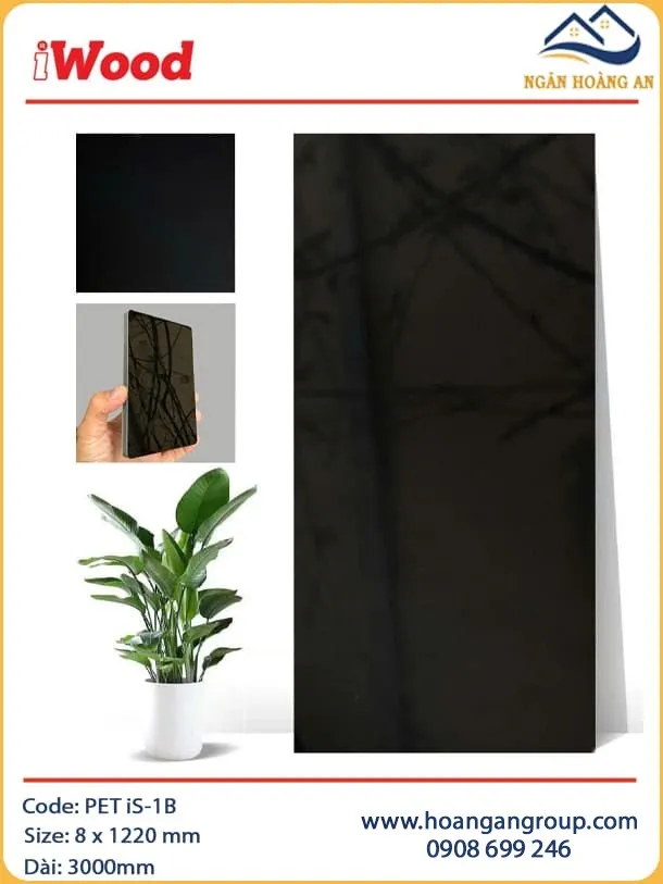 Tấm Ốp Sợi Than Tre Đa Năng Phủ PET iWood iS-1B