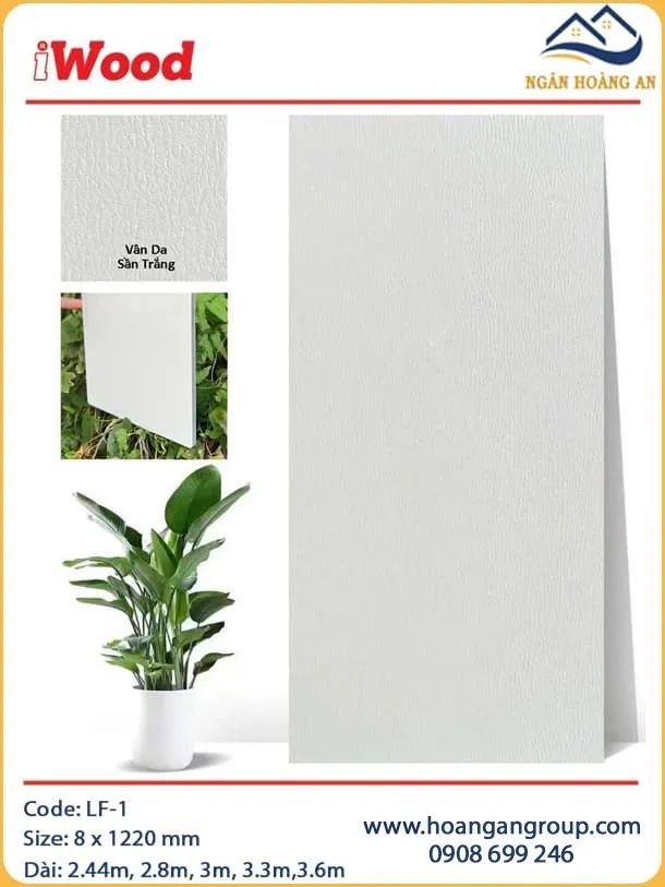 Tấm Ốp Than Tre Ốp Tường Sần Trắng iWood LF-1