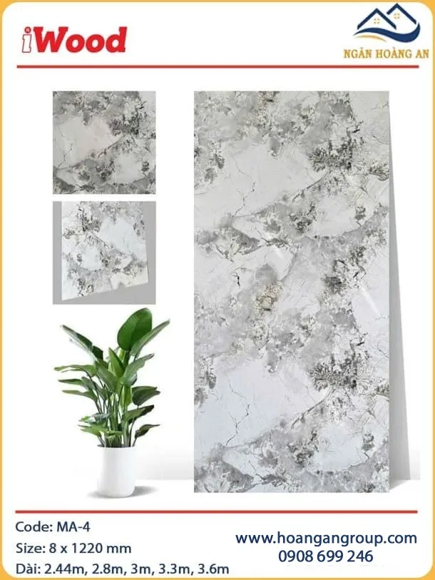 Ốp Tường Tấm Than Tre Đa Năng Vân Đá iWood MA-4