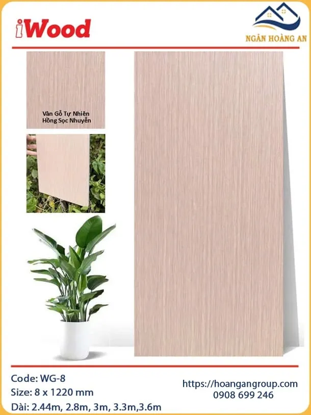 Tấm Sợi Than Tre Đa Năng Ốp Tường Vân Gỗ Hồng iWood WG-8